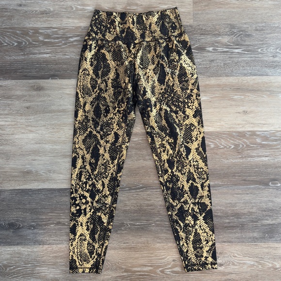BuffBunny Black and Gold Snakeskin Print Leggings - Picture 3 of 10